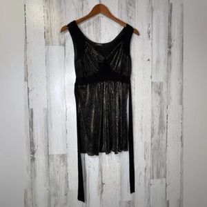 Cocomo Women's Swirl Print Top Black Gold Size Small